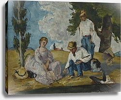 Постер Сезанн Поль (Paul Cezanne) Picnic on a Riverbank, 1873-74