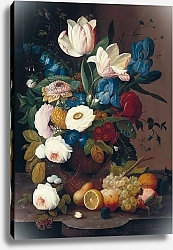Постер Розен Северин Still Life, Flowers and Fruit, 1848