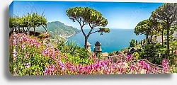 Постер Италия. Горный вид Амальфитанского побережья