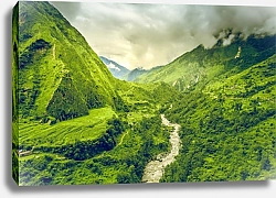 Постер Непал. Зеленый горный пейзаж