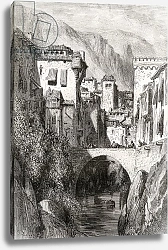 Постер Доре Гюстав The Banks of the Darro, Granada, illustration from 'Spanish Pictures' by the Rev. Samuel Manning