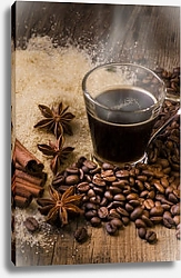 Постер Ароматный кофе в стеклянной чашке