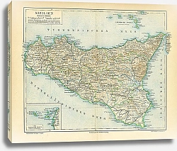 Постер Карта Сицилии, конец 19 в.