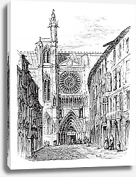 Постер Clermont-Ferrand Cathedral, in Auvergne, France, vintage engraving
