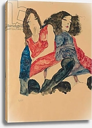 Постер Шиле Эгон (Egon Schiele) Two Girls; Zwei Madchen, 1911