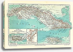 Постер Карта Кубы и Ямайки