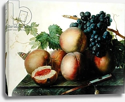 Постер Даель Ян Франс Still Life with Peaches and Grapes on Marble