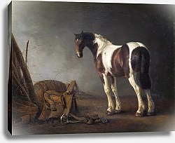 Постер Калрает Абрахам Лошадь с седлом, лежащим рядом с ней