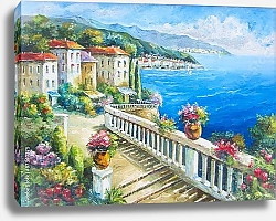 Постер Дорожка с цветами на греческом побережье