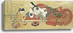 Постер Школа: Японская 18в. A Man Smoking and his Servant