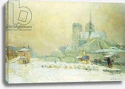 Постер Лебур Альбер View of Notre Dame, Paris, from the Quai de la Tournelle: Snow Effect; Notre Dame de Paris, Vue du Quai de la Tournelle, Effet de Neige,