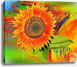 Постер Цветок подсолнечника на красочном фоне