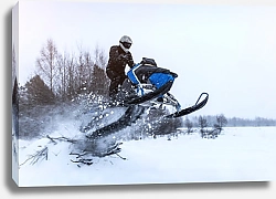 Постер Спортсмен прыгает на снегоходе