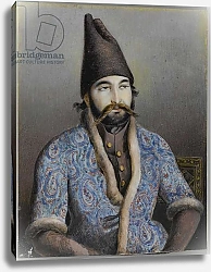 Постер Школа: Персидская 19в. Portrait of a nobleman or royal figure, possibly Muhammad Shah Qajar