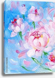 Постер Цветущий куст розовых пионов, деталь 