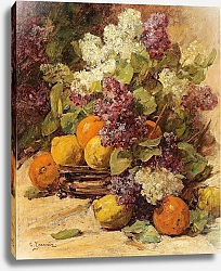 Постер Жаннен Жорж Stillleben mit einem Fliederstrauß und Zitronen