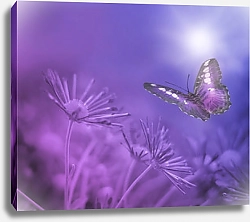 Постер Постер с бабочкой в сине-фиолетовых тонах