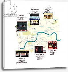 Постер Хантли Клэр (совр) Map of Unique London Eateries and Bars