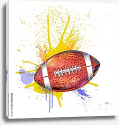 Постер Мяч для регби в брызгах краски
