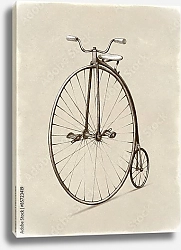 Постер Карандашный рисунок ретро-велосипеда разными колесами