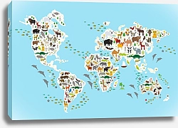 Постер Детская карта мира с животными №7