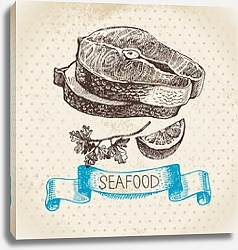 Постер Иллюстрация с рыбным стейком