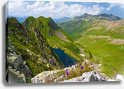 Постер Россия, Кавказ. Горный пейзаж с озером