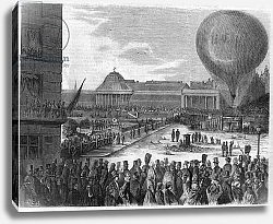 Постер Ascent of the ball “” Le Giant”” in Brussels on September 26, 1864 with Felix Nadar. From a photograph of Mr. Ghemar, the king's photographer. Engraving in “The Illustrious Universe”, 1864. Private collection.