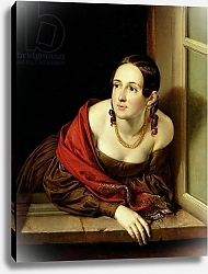 Постер Тропинин Василий Woman at her Window or, The Wife of a Treasurer, 1841