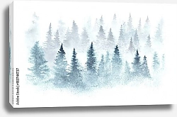 Постер Зимний лес в тумане