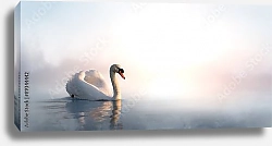 Постер Лебедь на туманном озере