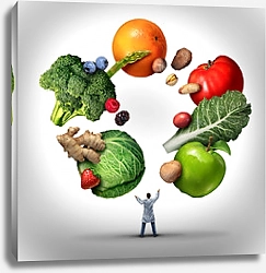 Постер Диетолог с овощами и фруктами
