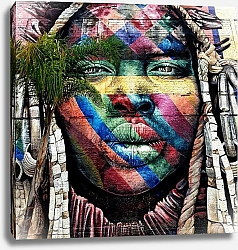 Постер Портрет-граффити на стене в Рио