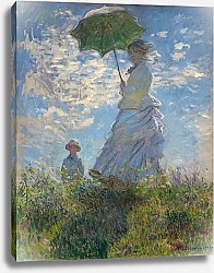 Постер Моне Клод (Claude Monet) Прогулка, женщина с зонтиком