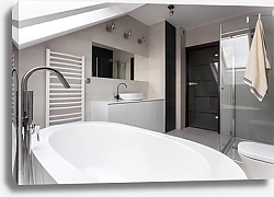 Постер Элегантный чёрно-белый интерьер ванной комнаты