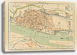 Постер Карта города Майнц, Германия, конец 19 в. 1