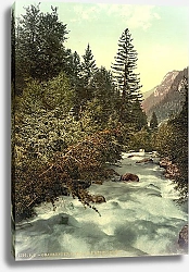 Постер Швейцария. Граубюнден, река в горах