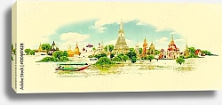 Постер Акварельный эскиз Бангкока