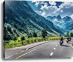 Постер Мотоциклисты на горной дороге