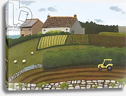 Постер Хардинг Софи (совр) Yellow Tractor and Sheep