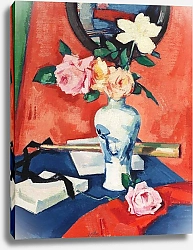 Постер Пеплой Самуэль Розы в вазе на оранжевом фоне