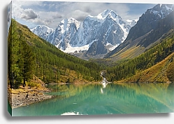 Постер Россия, Алтай. Озеро, лес и снежные пики