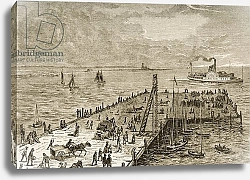 Постер Мэннинг Самуэль (грав) The wharf at Nantucket Island, Massachusetts in the 1870s, c.1880