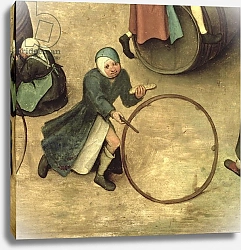 Постер Брейгель Питер Старший Children's Games: detail of a child with a stick and hoop, 1560