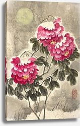 Постер Розовые пионы под снегом