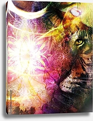 Постер Портрет тигра и декоративный свет мандал