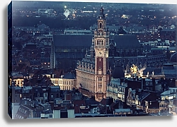 Постер Франция, Лилль. Aerial view of Lille