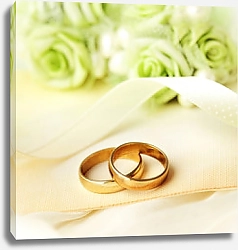 Постер Свадебные кольца и цветы