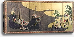 Постер Школа: Японская 17в. Arrival of the Portuguese in Japan in 1640