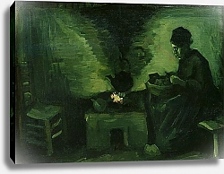 Постер Ван Гог Винсент (Vincent Van Gogh) Peasant Woman by the Hearth, c.1885
